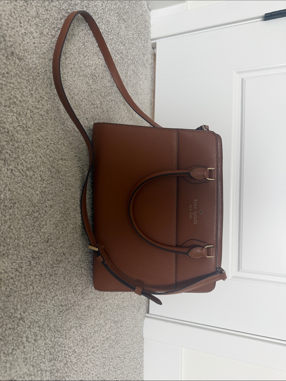 kate spade Cognac Brown Leather Satchel with Gold Hardware